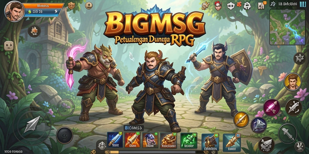Tampilan gameplay RPG BIGMSG yang mengesankan dan imersif.