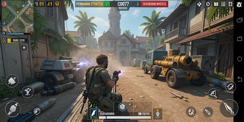 Tangkapan layar gameplay C0077 yang menampilkan strategi dalam pertempuran.