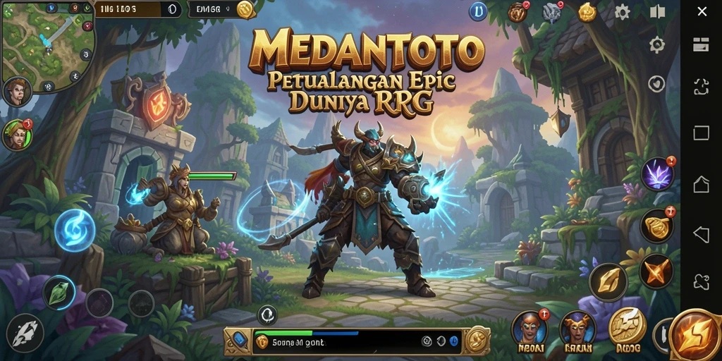 Tampilan gameplay MEDANTOTO yang epik dalam petualangan RPG.