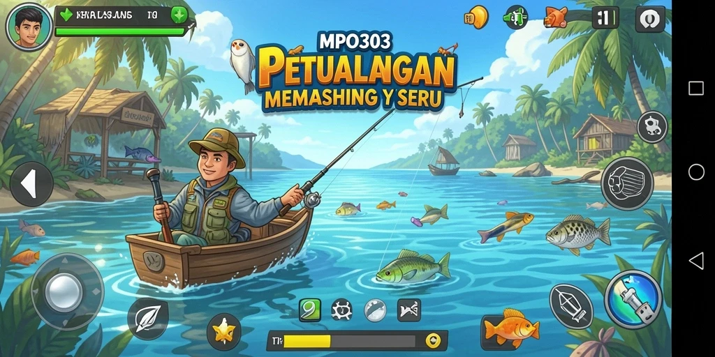 Tampilan gameplay MPO303 menunjukkan momen menegangkan saat menangkap ikan.