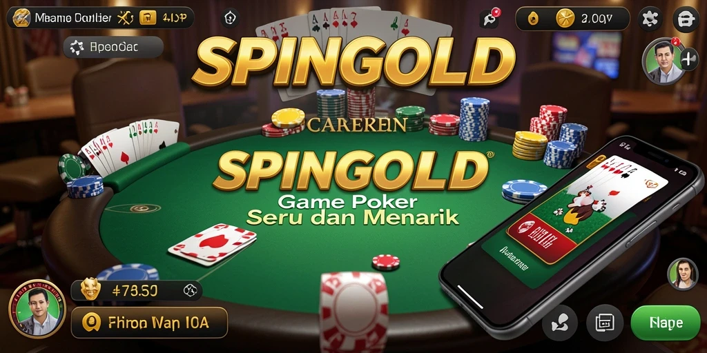 Tampilan gameplay seru dalam SPINGOLD dengan aksi poker yang mendebarkan.