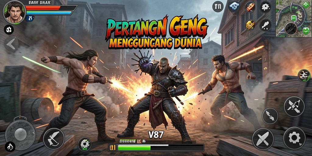 Tampilan gameplay action V87 yang mendebarkan dan penuh adrenalin.
